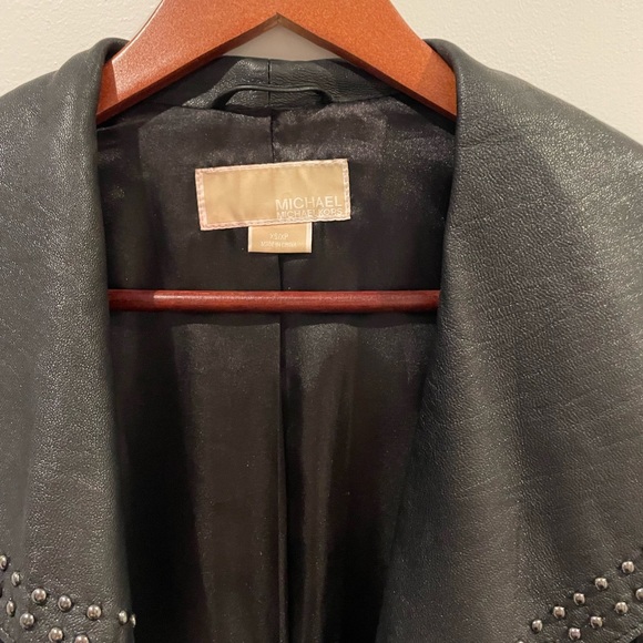 Michael Kors Black Genuine Leather Jacket - XS - Picture 3 of 9